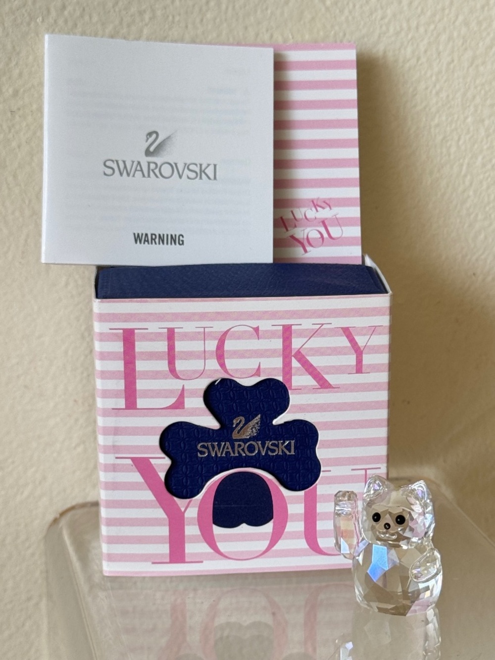 Swarovski Lucky You Maneki Neko Crystal Cat Figurine Original Box Clear